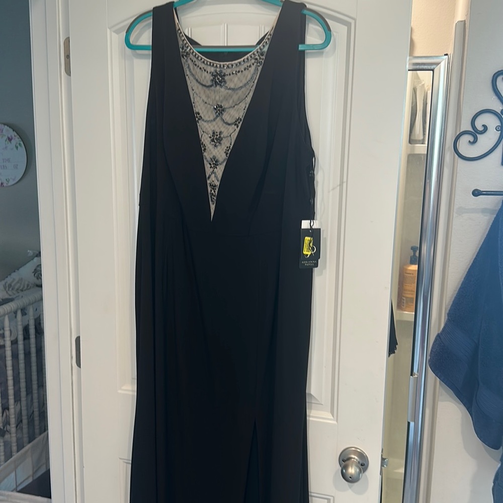 Adrianna Papell floor length black dress